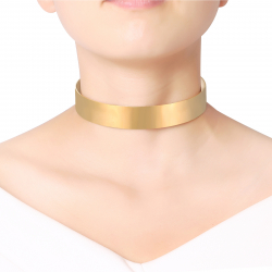 Collar Acero Liso Choker Acero Rígido Ajustable - Plano 11 cm Interior - Acero Color Oro