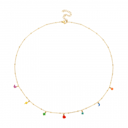 Collar Acero Liso Collar Acero Charms - Enamel Multi - 46+5 cm - Color Oro