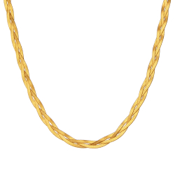 Collar Acero Liso Collar 3 Braid Herryingbone Acero - 5 mm - 32 + 6 cm, 38+5cm, 43+5 cm - Color Oro