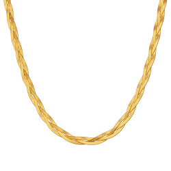 Steel Necklaces Steel 3 Braid Herryingbone Necklace - 5 mm - 32 + 6 cm, 38+5cm, 43+5 cm - Color Gold