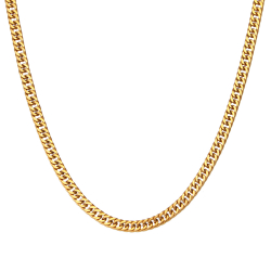 Collar Acero Liso Collar Cubano Acero - 4 mm - 36 + 6 cm, 42 + 6 cm - Color Oro