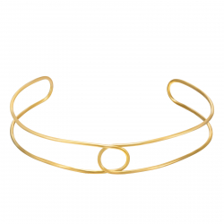 Collar Acero Liso Choker Rígido - Nudo Doble 11cm - Acero Bañado Oro