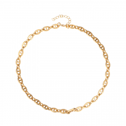 Collar Acero Liso Collar Acero - Ancla Eslabon - 43 + 5 cm - Gold Color