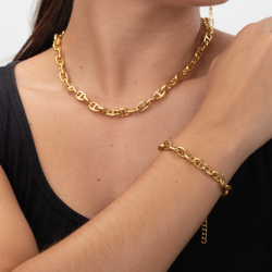 Steel Necklaces Steel Necklace - Anchor Link - 43 + 5 cm - Gold Color