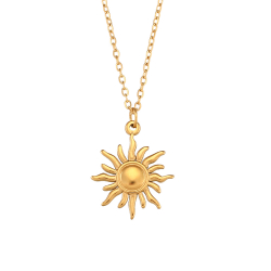 Steel Necklaces Necklace Steel - Sun - 41 + 5 cm - Gold Color