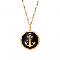 Steel Necklaces Steel Anchor Necklace - Enamel - 40 + 8 cm - Color Gold