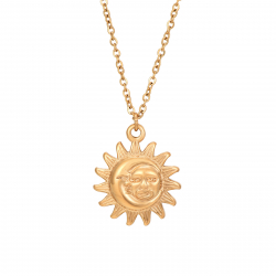 Steel Necklaces Steel Necklace Sun and Moon - 40+8 cm - Gold Color_x000D_
