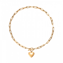 Steel Necklaces Steel Link Necklace - 45 cm - Heart - Gold Color