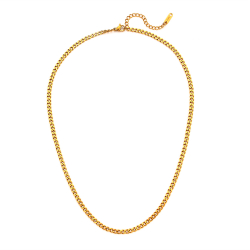 Steel Necklaces Steel Necklace - 3 mm cuban - 36+4 cm, 42+5 cm and 50+5 cm - Colour Gold
