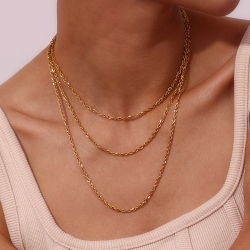 Steel Necklaces Steel Necklace - 2,2 mm Twisted - 36+4 cm, 42+5 cm and 50+5 cm - Colour Gold