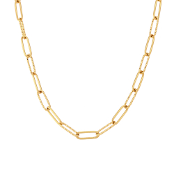 Steel Necklaces Steel Necklace - 4 mm mixed Link - 36+4 cm, 42+5 cm and 50+5 cm - Colour Gold