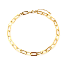 Colliers Acier Lisse Collier Acier - Maillon plat - 36+5 cm, 40+5 cm et 50+5 cm - Couleur Or