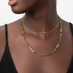 Steel Necklaces Collar Acero - Enamel Multi - 45 cm - Color oro