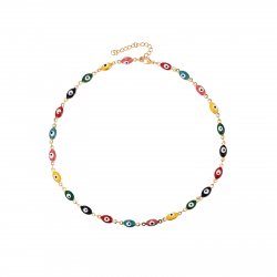 Collar Acero Liso Collar Acero - Ojo de Turco - Esmalte multi - 40+6cm -  Color oro