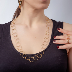 Steel Necklaces Steel Necklace - Circle - 70+5 cm - Color Gold