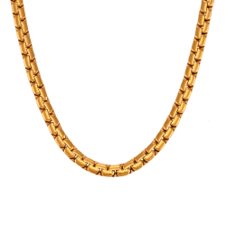 Collar Acero Liso Collar Acero - Cadena Haricot Veneciana - 38+4 cm - Color Oro