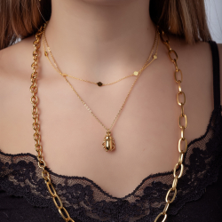 Halsketten Glattes Edelstahl Halskette aus Stahl - Käfer 40+5cm - Goldfarbe und Stahl