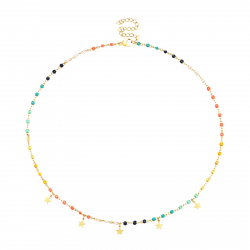 Collar Acero Liso Collar Acero - Enamel Multi - Estrella - 38+5 cm - Color Oro