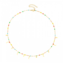 Collar Acero Liso Collar Acero - Enamel Multi - Luna Chapa - 38+5 cm - Color Oro