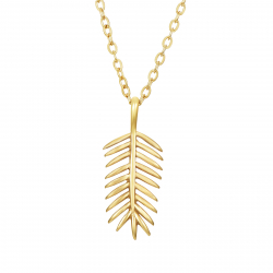 Halsketten Glattes Edelstahl Stahlkette - Palmblatt 25*10 mm - 40+5 cm - Farbe Gold
