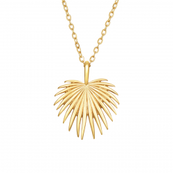 Collar Acero Liso Collar  Acero - Hoja de Palma 25*21 mm - 40+5 cm - Color Oro