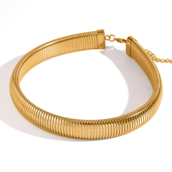 Collar Acero Liso Choker Acero - estirable 36+6 cm - Acero y Oro Color
