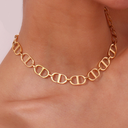 Collar Acero Liso Collar Acero - DD Eslabón 35+5 cm - Oro Color