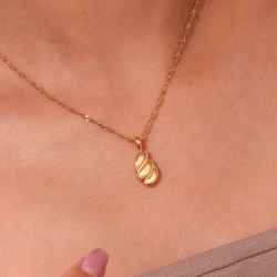 Collar Acero Liso Collar Acero Panal - 41+5 cm - Acero y Oro Color