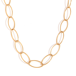 Steel Necklaces Oval Steel Necklace - 75 cm - Gold Color and Steel Color