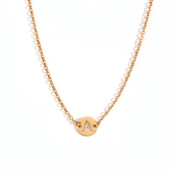  Necklace Steel - Letter 8mm - 36+5 cm - Gold Plated and Steel