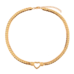 Collar Acero Liso Collar acero - Corazon - 40+5 cm - Color oro y Color Acero