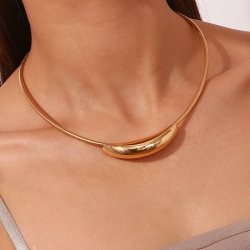 Collar Acero Mineral Collar acero - Cadena Omega - 43 cm - Color Oro y Color Acero