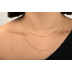 Collar Acero Liso Cadena Rolo Acero - 1mm - 36+5 cm, 42+5 cm, 50+5 cm - Acero y Oro Color