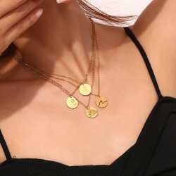 Collar Acero Liso Collar Acero - Sol Naciente - 40+5 cm - Color Oro y Color Plata