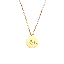 Collar Acero Liso Collar Acero - Gesto de la mano Corazón - 40+5 cm - Color Oro y Color Plata