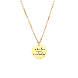 Collar Acero Liso Collar Acero - Inhalar Exhalar - 40+5 cm - Color Oro y Color Plata
