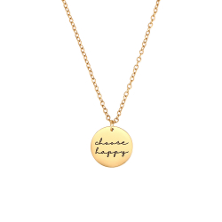 Collar Acero Liso Collar Acero - Elige Feliz - 40+5 cm - Color Oro y Color Plata