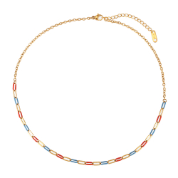 Collar Acero Liso Collar Acero - Eslabón Enamel Multi - 40+5 cm - Color Oro