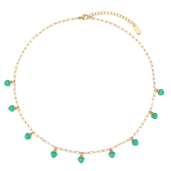 Collar Acero Liso Collar Acero - Corazón 6mm - 40+5 - Enamel Menta - Color Oro