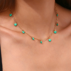 Collar Acero Liso Collar Acero - Corazón 6mm - 40+5 - Enamel Menta - Color Oro