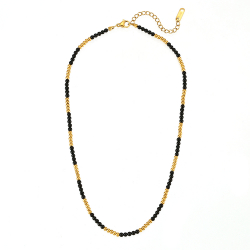Collar Plata Lisa Collar Acero - Bolas - 38 + 5 cm - Color Oro