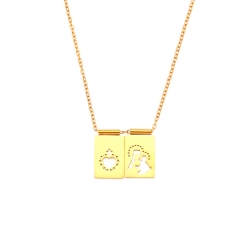 Collar Acero Liso Collar Acero - Corazón Sagrado y Virgen del Carmen  - 40+5cm - Color Oro y Color Plata