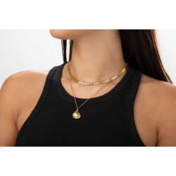 Halsketten Glattes Edelstahl Stahlkette – Muschel – 20 cm – 40 + 5 cm – Gold und Silber