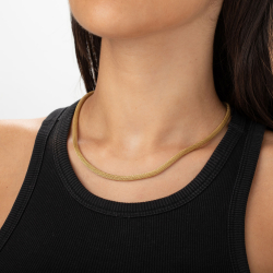 Colliers Acier Lisse Collier en acier lisse - Tube en maille - 40 + 5 cm - Doré