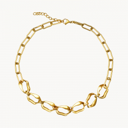 Halsketten Glattes Edelstahl Edelstahlkette – Unregelmäßiges Glied – 40 + 5 cm – Gold- und Silberfarbe