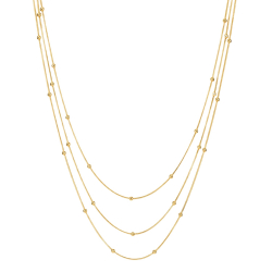 Halsketten Glattes Edelstahl Stahlkette – Perlen – 40 + 5 cm – Gold und Stahlfarben