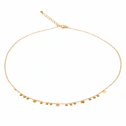 Collar Acero Liso Collar Acero  - Corazones y Bolas - 40 + 5 cm - Color Oro y Color Acero