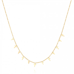 Halsketten Glattes Edelstahl Stahlkette – Kreuze – 40 + 5 cm – Gold und Stahlfarben