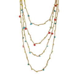 Halsketten Glattes Edelstahl Halskette aus Stahl – Meeresfiguren – Doppelt – 260 cm – Goldfarbe