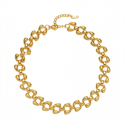 Steel Necklaces Necklace Stainless Steel - Link - 38 + 5 cm - Gold Color and Steel Color